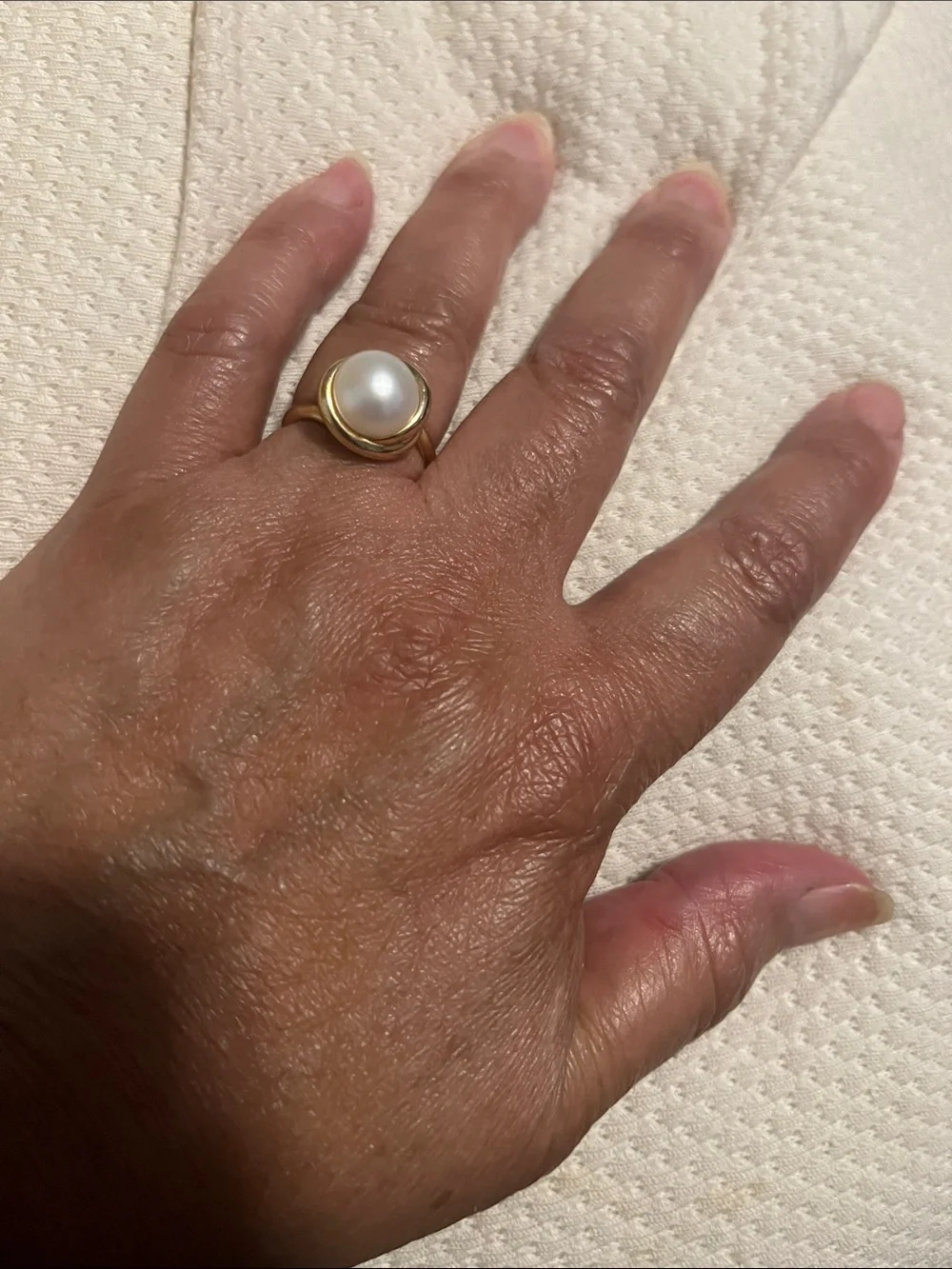 Gold Pearl Dome Statement Ring - Women Jewelry